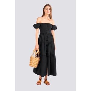Staud Elio Cotton Poplin Dress in Black
